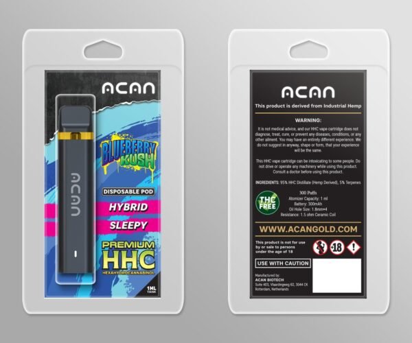 Acan Gold HHC Blueberry Kush 1 ml Disposable Vape – HHC vape