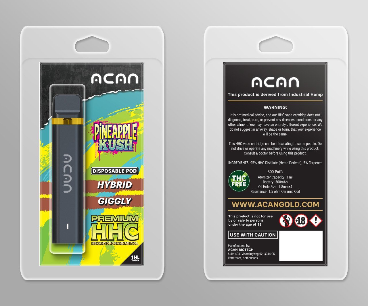 Acan Gold HHC Pineapple Kush 1 ml Disposable Vape – HHC vape
