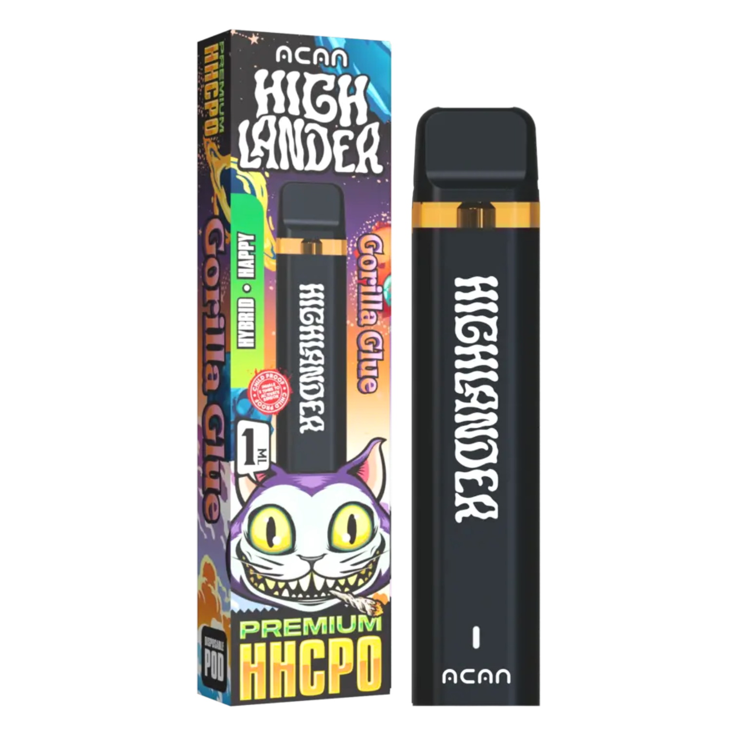 ACAN Highlander Premium HHCPO Gorilla Glue 1ml Disposable Vape – HHC vape
