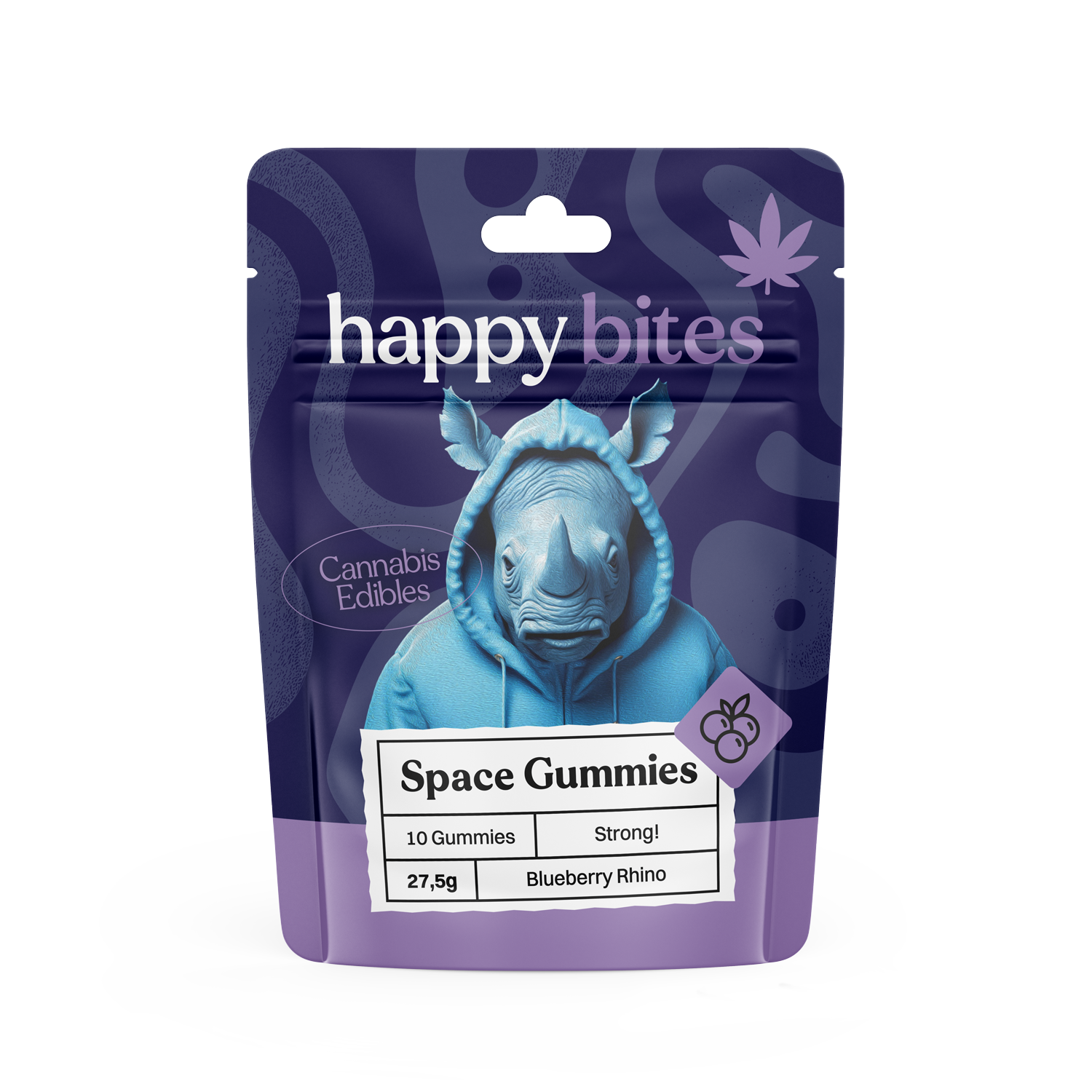 Happy Bites HHC Gummies – Blueberry Rhino (10 pcs x 25mg = 250mg) – Happy Bites HHC